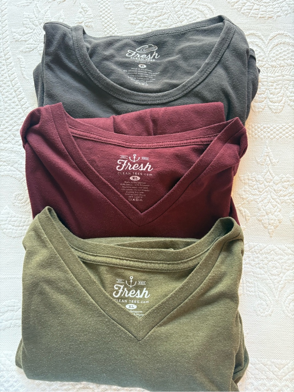 Men's V-Neck Shirt - Set of 3 (Gray, Burgundy, Olive)